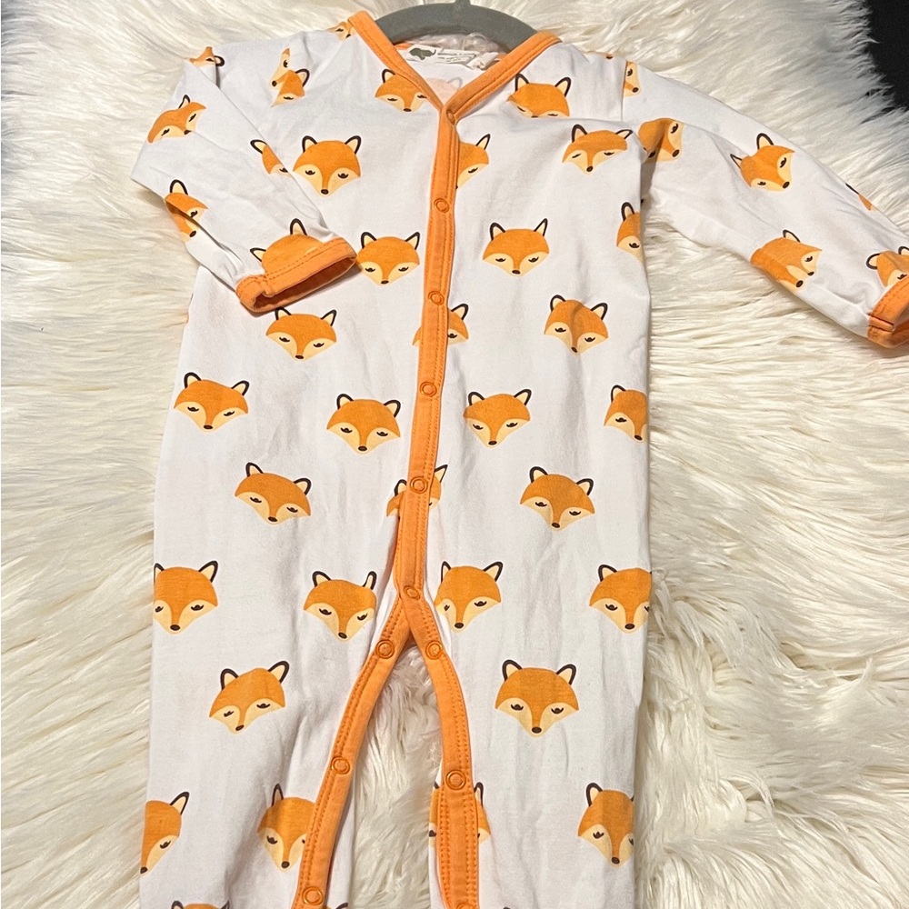 Monica + andy Orange Fox Print Kids One Piece